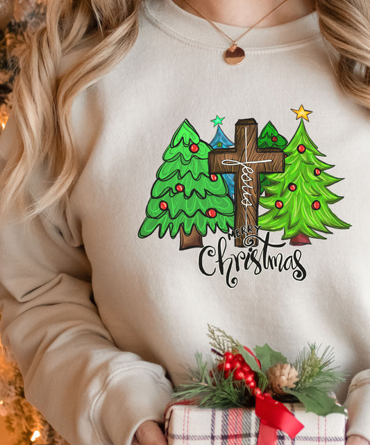 JESUS Christmas Cross -  Crewneck Sweatshirt